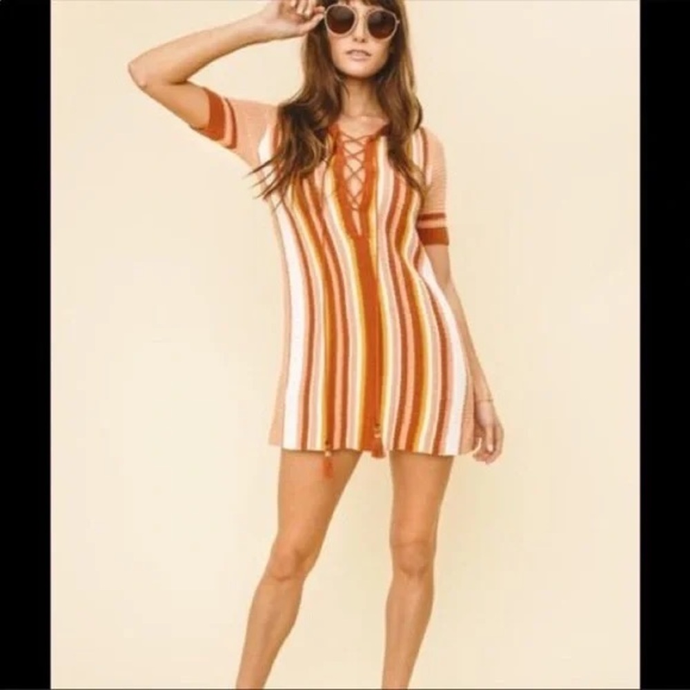 🎃Free People Lollipop Sunset Stripe Tunic Knit Mini
